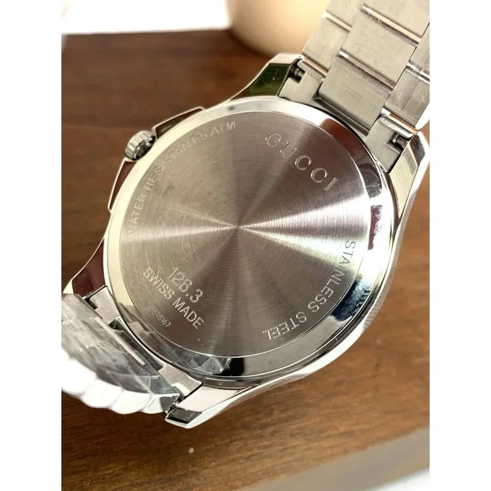 Gucci Men's Watch YA126371 G-Timeless Swiss Quartz Blue Dial Silver Steel 40mm